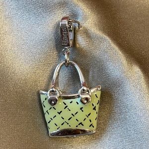 Vintage Pure 14k White Gold And Enamel 3D Tote Bag Enhancer - Italy